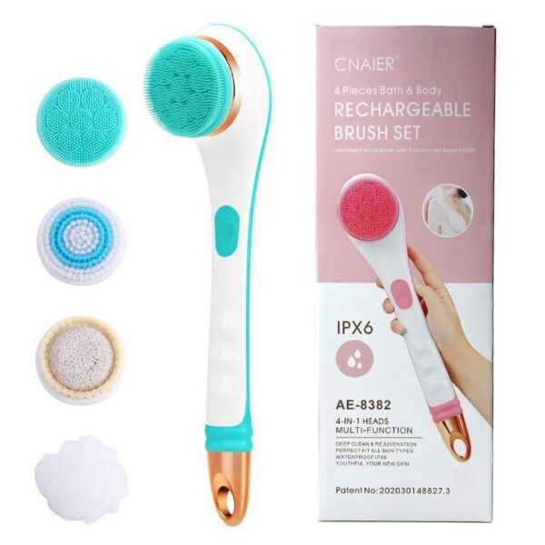 Rechargeable Waterproof Silicone Body Scrubber Long Handle Electric Bath Brush - Image 5