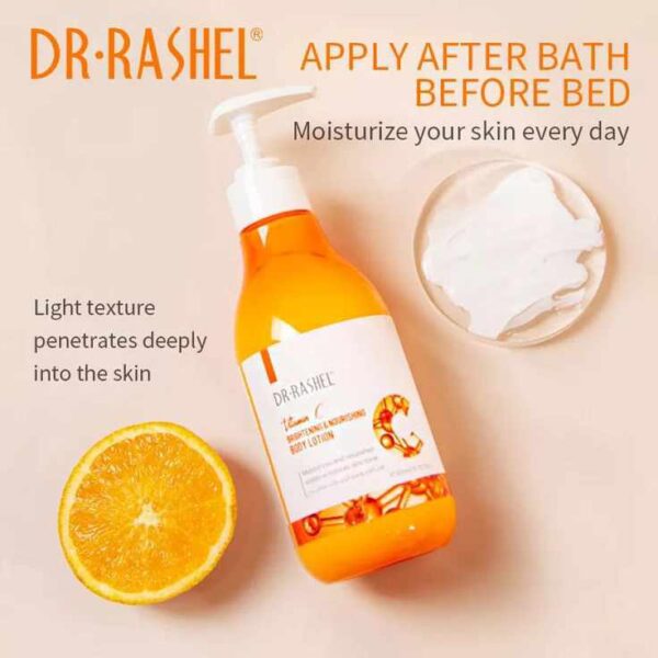 Certainly! Here's an alt text for Dr. Rashel Brightening Body Lotion: "Dr. Rashel Brightening Body Lotion: Unveil your skin's radiance with our nourishing formula."