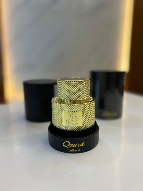 "Image of Qaaed Lattafa Perfume: A stylish fragrance exuding confidence and sophistication."